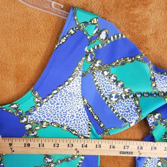 OH MY BOD Womens Dress Small Blue Pullover Shift Mini Stretch 60s Retro Funky - Picture 6 of 8